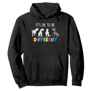 Autism Awareness Hoodie It's Ok To Be Different Puzzle Dinosaur TS09 Black Printyourwear