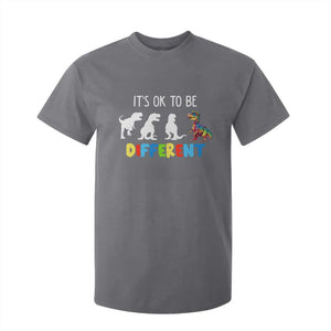 Autism Awareness T Shirt For Kid It's Ok To Be Different Puzzle Dinosaur TS09 Charcoal Printyourwear