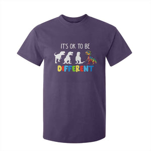 Autism Awareness T Shirt For Kid It's Ok To Be Different Puzzle Dinosaur TS09 Purple Printyourwear