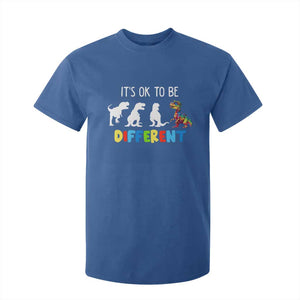 Autism Awareness T Shirt For Kid It's Ok To Be Different Puzzle Dinosaur TS09 Royal Blue Printyourwear