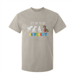 Autism Awareness T Shirt For Kid It's Ok To Be Different Puzzle Dinosaur TS09 Sand Printyourwear