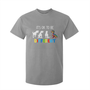Autism Awareness T Shirt For Kid It's Ok To Be Different Puzzle Dinosaur TS09 Sport Gray Printyourwear