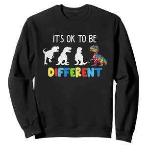 Autism Awareness Sweatshirt It's Ok To Be Different Puzzle Dinosaur TS09 Black Printyourwear