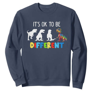 Autism Awareness Sweatshirt It's Ok To Be Different Puzzle Dinosaur TS09 Navy Printyourwear