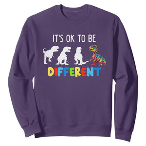Autism Awareness Sweatshirt It's Ok To Be Different Puzzle Dinosaur TS09 Purple Printyourwear