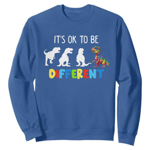Autism Awareness Sweatshirt It's Ok To Be Different Puzzle Dinosaur TS09 Royal Blue Printyourwear