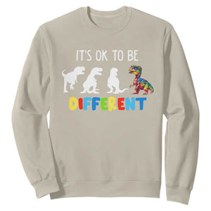 Autism Awareness Sweatshirt It's Ok To Be Different Puzzle Dinosaur TS09 Sand Printyourwear