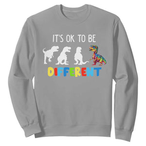 Autism Awareness Sweatshirt It's Ok To Be Different Puzzle Dinosaur TS09 Sport Gray Printyourwear