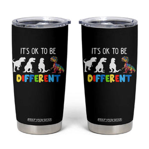 Autism Awareness Tumbler Cup It's Ok To Be Different Puzzle Dinosaur TS09 Black Print Your Wear