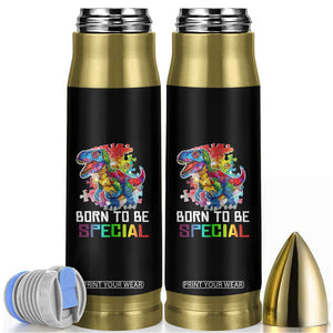 Autism Awareness Bullet Tumbler Born To Be Special Rainbow Puzzle Dinosaur TS09 Black Print Your Wear