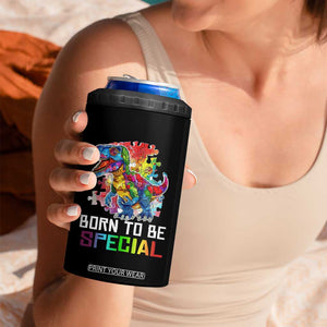 Autism Awareness 4 in 1 Can Cooler Tumbler Born To Be Special Rainbow Puzzle Dinosaur TS09 Print Your Wear