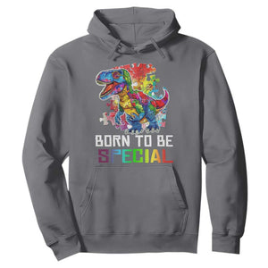 Autism Awareness Hoodie Born To Be Special Rainbow Puzzle Dinosaur TS09 Charcoal Printyourwear
