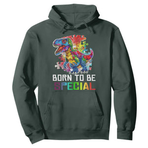 Autism Awareness Hoodie Born To Be Special Rainbow Puzzle Dinosaur TS09 Dark Forest Green Printyourwear