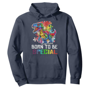 Autism Awareness Hoodie Born To Be Special Rainbow Puzzle Dinosaur TS09 Navy Printyourwear
