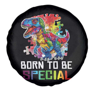 Autism Awareness Spare Tire Cover Born To Be Special Rainbow Puzzle Dinosaur TS09 Print Your Wear