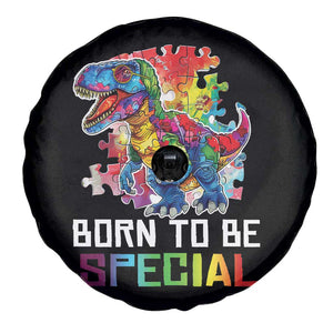 Autism Awareness Spare Tire Cover Born To Be Special Rainbow Puzzle Dinosaur TS09 Print Your Wear