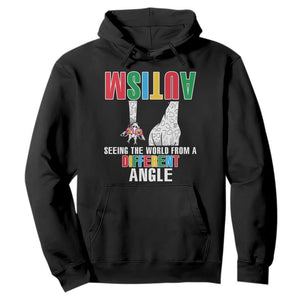 Giraffe Autism Seeing World Different Angle Hoodie TS09 Black Printyourwear