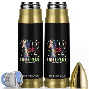 Autism Awareness Bullet Tumbler It's Ok To Be Different Puzzle Giraffe TS09 Black Print Your Wear