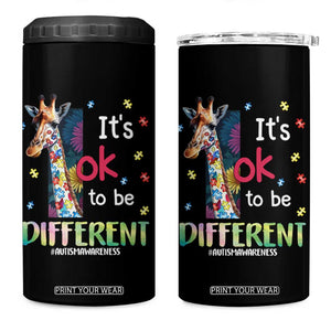 Autism Awareness 4 in 1 Can Cooler Tumbler It's Ok To Be Different Puzzle Giraffe TS09 One Size: 16 oz Black Print Your Wear