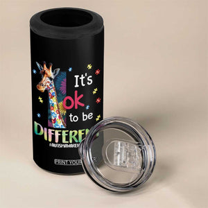 Autism Awareness 4 in 1 Can Cooler Tumbler It's Ok To Be Different Puzzle Giraffe TS09 Print Your Wear
