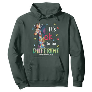 Autism Awareness Hoodie It's Ok To Be Different Puzzle Giraffe TS09 Dark Forest Green Printyourwear