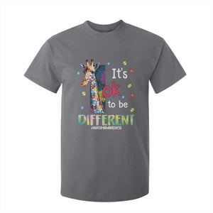 Autism Awareness T Shirt For Kid It's Ok To Be Different Puzzle Giraffe TS09 Charcoal Printyourwear