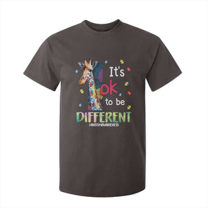 Autism Awareness T Shirt For Kid It's Ok To Be Different Puzzle Giraffe TS09 Dark Chocolate Printyourwear