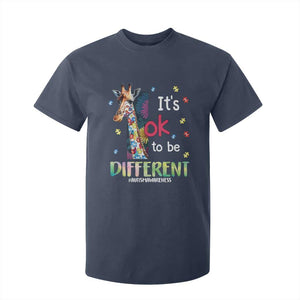 Autism Awareness T Shirt For Kid It's Ok To Be Different Puzzle Giraffe TS09 Navy Printyourwear