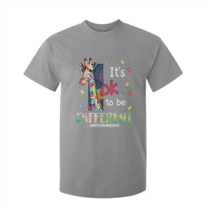Autism Awareness T Shirt For Kid It's Ok To Be Different Puzzle Giraffe TS09 Sport Gray Printyourwear