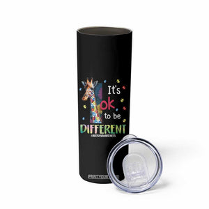 Autism Awareness Skinny Tumbler It's Ok To Be Different Puzzle Giraffe TS09 Print Your Wear