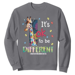 Autism Awareness Sweatshirt It's Ok To Be Different Puzzle Giraffe TS09 Charcoal Printyourwear