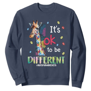 Autism Awareness Sweatshirt It's Ok To Be Different Puzzle Giraffe TS09 Navy Printyourwear