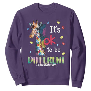 Autism Awareness Sweatshirt It's Ok To Be Different Puzzle Giraffe TS09 Purple Printyourwear