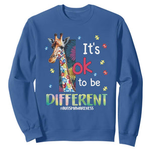 Autism Awareness Sweatshirt It's Ok To Be Different Puzzle Giraffe TS09 Royal Blue Printyourwear