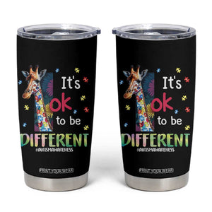 Autism Awareness Tumbler Cup It's Ok To Be Different Puzzle Giraffe TS09 Black Print Your Wear