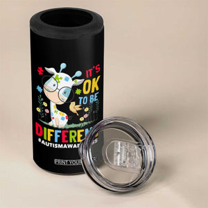 Autism Awareness 4 in 1 Can Cooler Tumbler It's Ok To Be Different Cute Puzzle Giraffe TS09 Print Your Wear