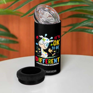 Autism Awareness 4 in 1 Can Cooler Tumbler It's Ok To Be Different Cute Puzzle Giraffe TS09 Print Your Wear
