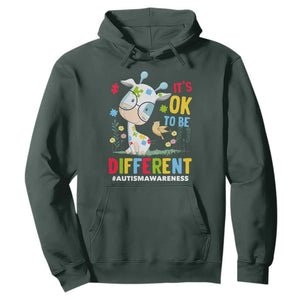 Autism Awareness Hoodie It's Ok To Be Different Cute Puzzle Giraffe TS09 Dark Forest Green Printyourwear