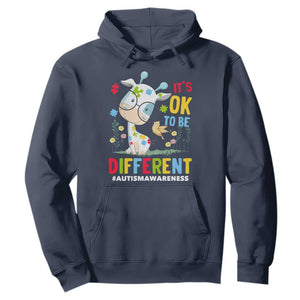 Autism Awareness Hoodie It's Ok To Be Different Cute Puzzle Giraffe TS09 Navy Printyourwear
