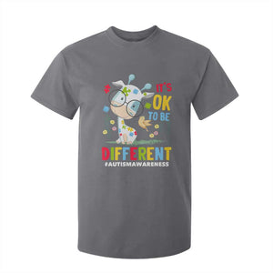 Autism Awareness T Shirt For Kid It's Ok To Be Different Cute Puzzle Giraffe TS09 Charcoal Printyourwear