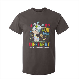 Autism Awareness T Shirt For Kid It's Ok To Be Different Cute Puzzle Giraffe TS09 Dark Chocolate Printyourwear