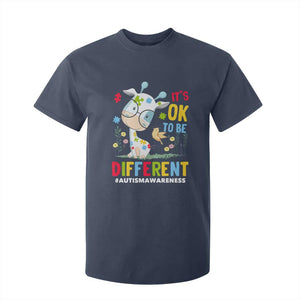 Autism Awareness T Shirt For Kid It's Ok To Be Different Cute Puzzle Giraffe TS09 Navy Printyourwear