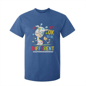 Autism Awareness T Shirt For Kid It's Ok To Be Different Cute Puzzle Giraffe TS09 Royal Blue Printyourwear