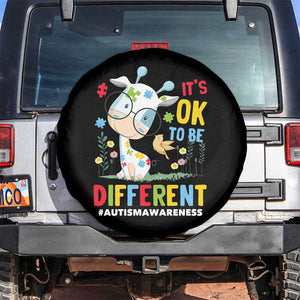 Autism Awareness Spare Tire Cover It's Ok To Be Different Cute Puzzle Giraffe TS09 No hole Black Print Your Wear