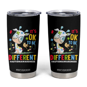 Autism Awareness Tumbler Cup It's Ok To Be Different Cute Puzzle Giraffe TS09 Black Print Your Wear