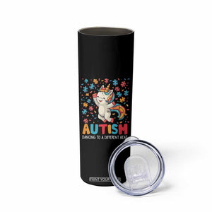 Autism Awareness Skinny Tumbler Puzzle Unicorn Dancing To A Different Beat TS09 Print Your Wear