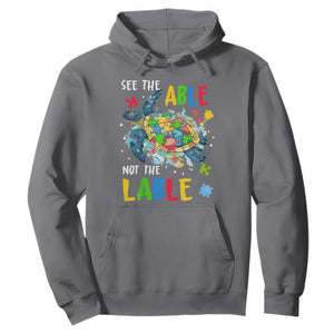 Autism Awareness Hoodie See The Able Not The Label Puzzle Sea Turtle TS09 Charcoal Printyourwear