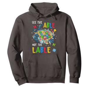 Autism Awareness Hoodie See The Able Not The Label Puzzle Sea Turtle TS09 Dark Chocolate Printyourwear