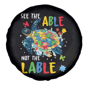 Autism Awareness Spare Tire Cover See The Able Not The Label Puzzle Sea Turtle TS09 Print Your Wear