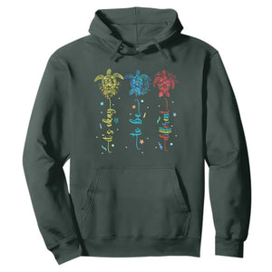 Autism Awareness Hoodie It's Ok To Be Different Sea Turtle TS09 Dark Forest Green Printyourwear